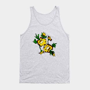 unique brown and yellow floral design Tank Top